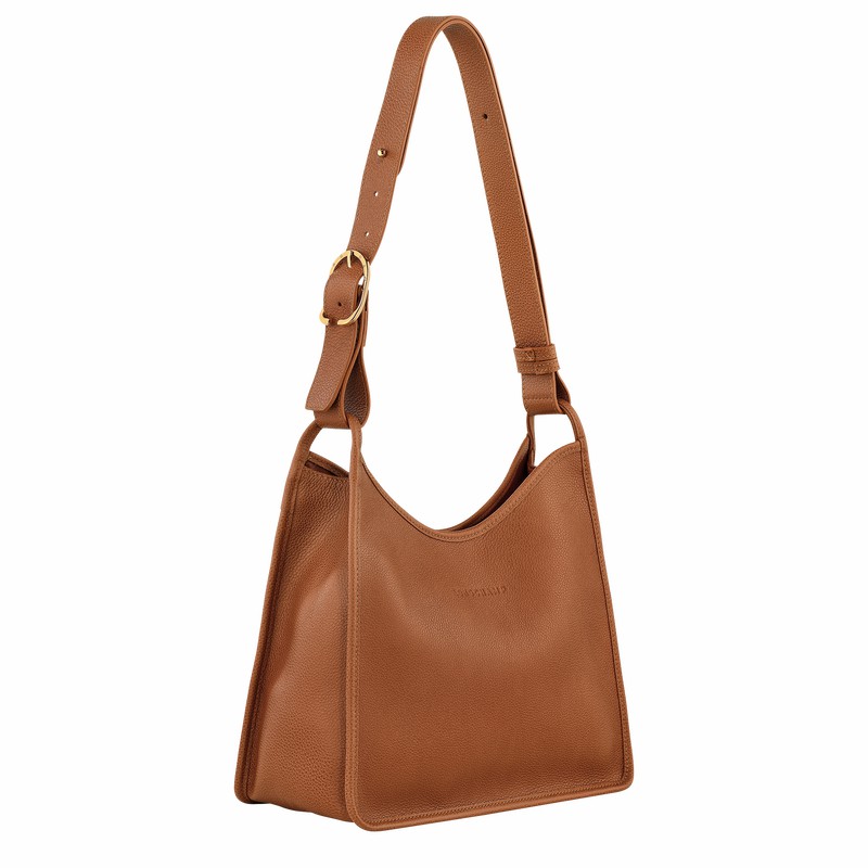 Sac Hobo Longchamp Le FOULONNÉ M Femme Caramel Soldes | 10155021121