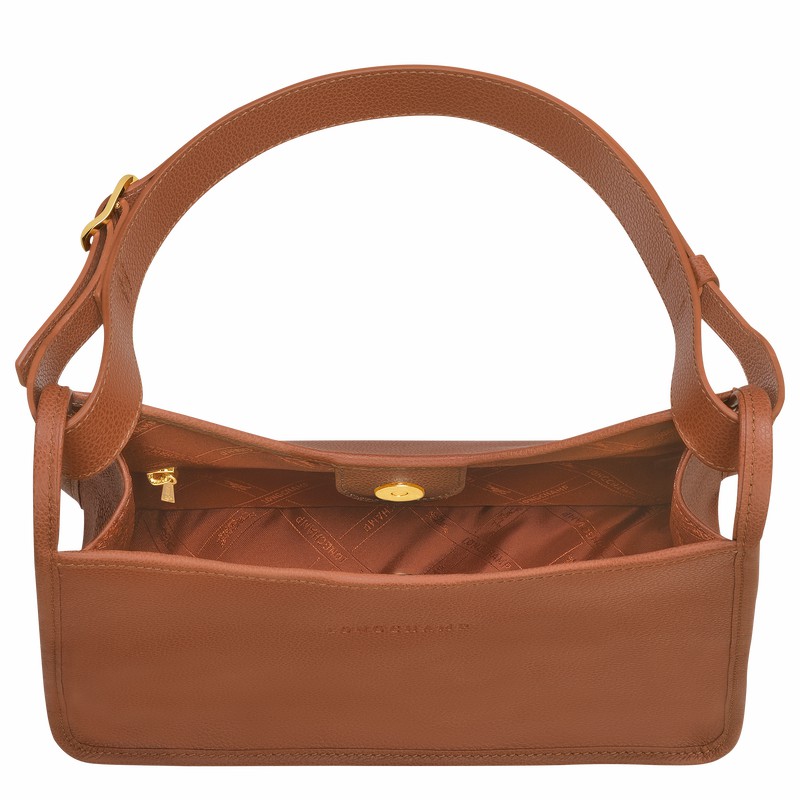 Sac Hobo Longchamp Le FOULONNÉ M Femme Caramel Soldes | 10155021121