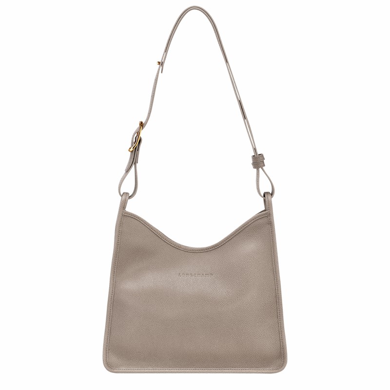 Sac Hobo Longchamp Le FOULONNÉ M Femme Grise Soldes | 10155021P55