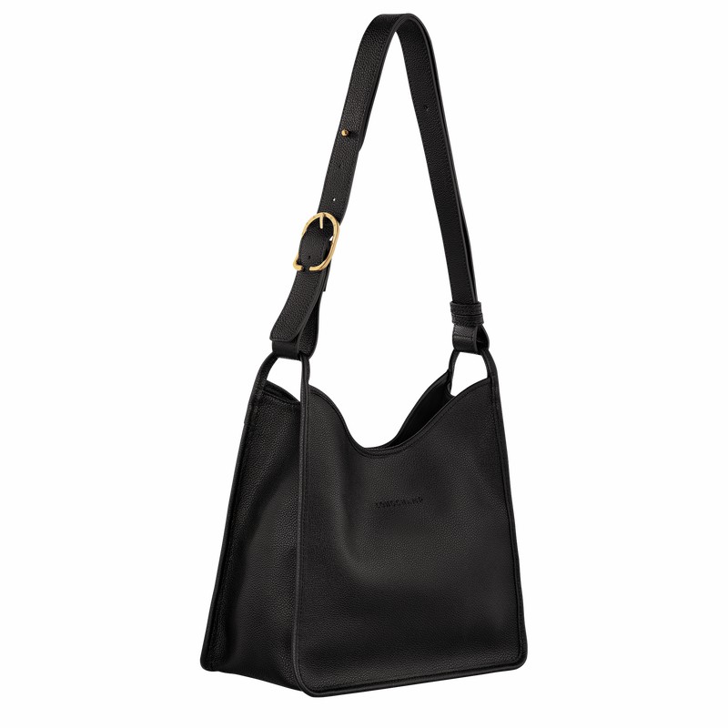 Sac Hobo Longchamp Le FOULONNÉ M Femme Noir Soldes | 10155021001