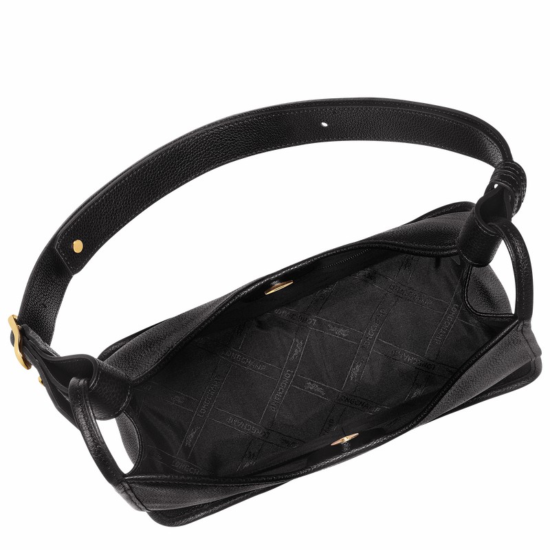 Sac Hobo Longchamp Le FOULONNÉ M Femme Noir Soldes | 10155021001