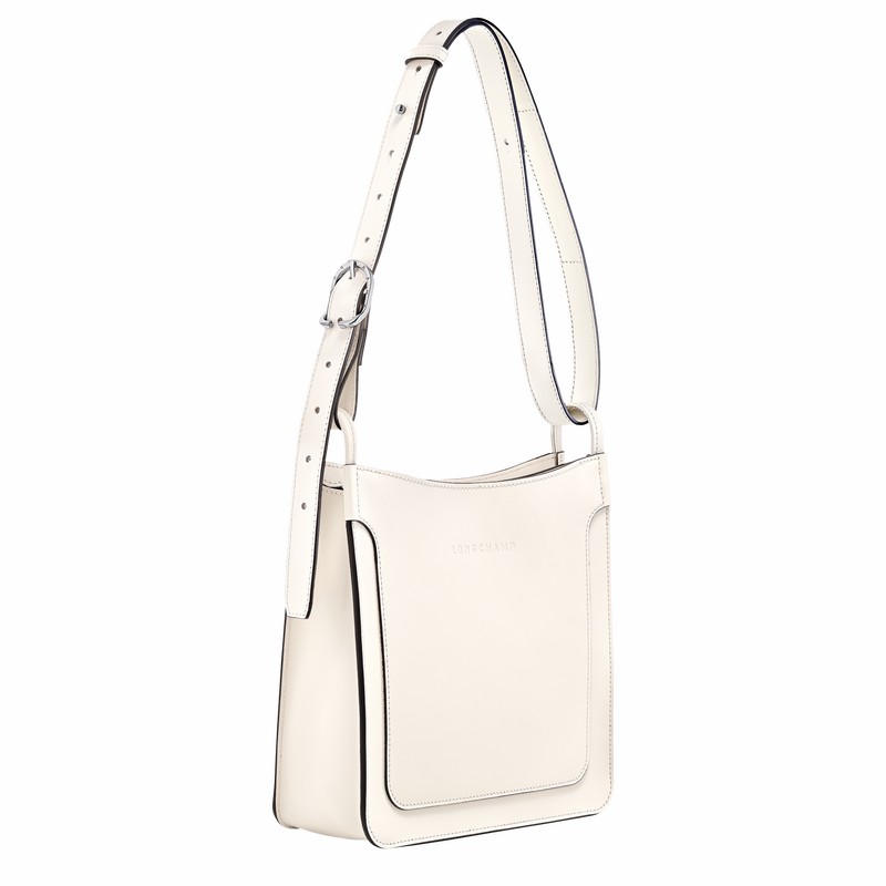 Sac Hobo Longchamp Le FOULONNÉ S Femme Blanche Soldes | 10272HFI037