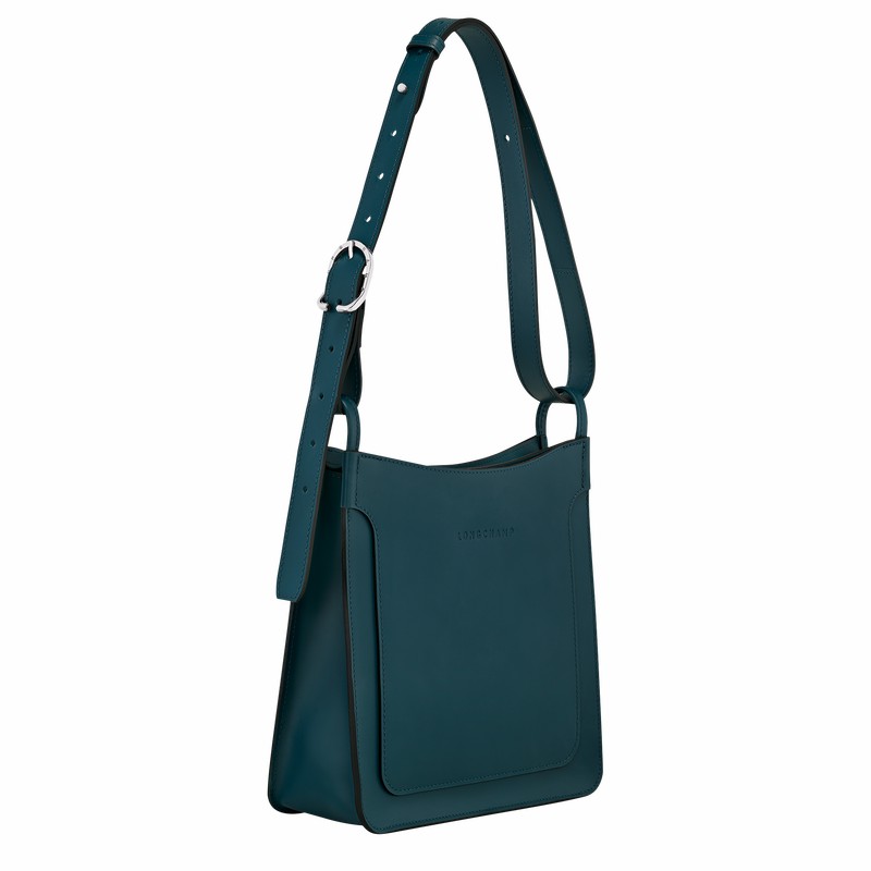 Sac Hobo Longchamp Le FOULONNÉ S Femme Bleu Soldes | 10272HFI806