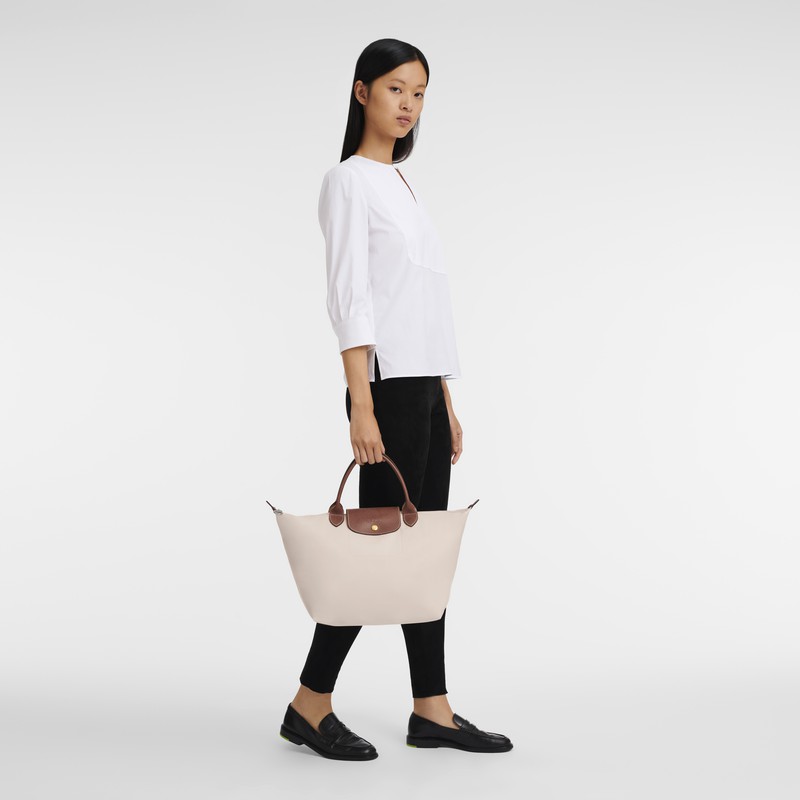 Sac a Main Longchamp Le Pliage Original M Femme Blanche Soldes | L1623089P71