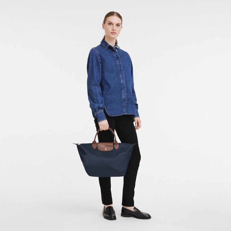 Sac a Main Longchamp Le Pliage Original M Femme Bleu Marine Soldes | L1623089P68