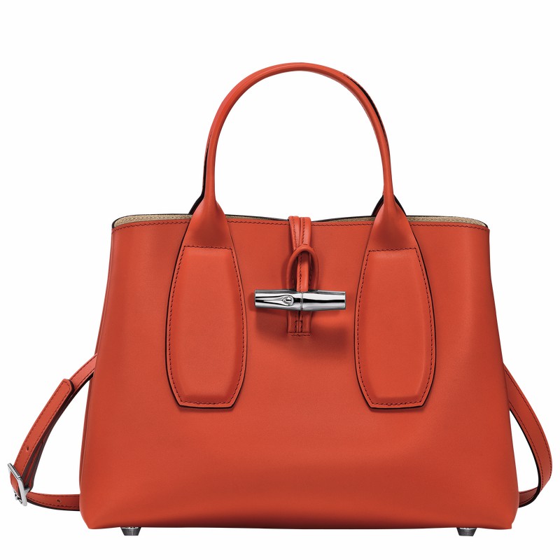 Sac a Main Longchamp Le Roseau M Femme Orange Soldes | 10058HCL685