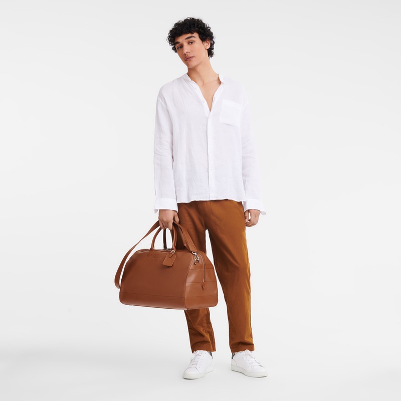 Sac de Voyage Longchamp Le FOULONNÉ M Femme Caramel Soldes | L1302021F72