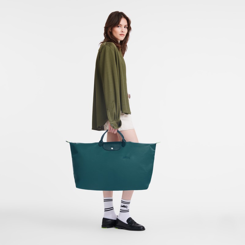 Sac de Voyage Longchamp Le Pliage Green M Femme Paon Soldes | L1625919P89