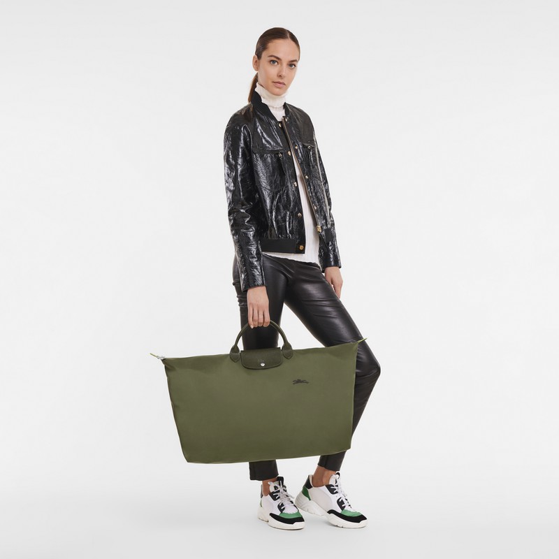 Sac de Voyage Longchamp Le Pliage Green M Femme Vert Soldes | L1625919479