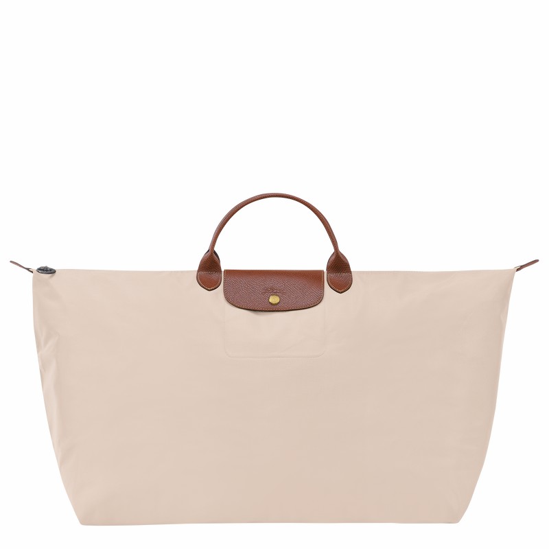 Sac de Voyage Longchamp Le Pliage Original M Homme Blanche Soldes | L1625089P71-