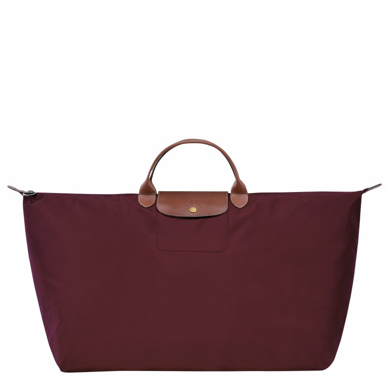 Sac de Voyage Longchamp Le Pliage Original M Homme Bordeaux Soldes | L1625089P87-