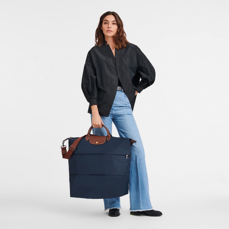 Sac de Voyage Longchamp Le Pliage Original expandable Femme Bleu Marine Soldes | L1911089P68