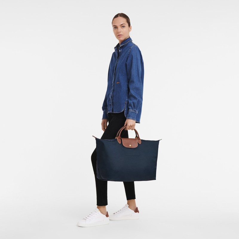 Sac de Voyage Longchamp Le Pliage Original S Femme Bleu Marine Soldes | L1624089P68