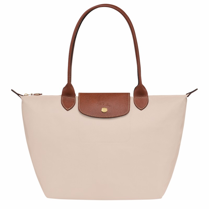 Sacs Fourre Tout Longchamp Le Pliage Original M Femme Blanche Soldes | L2605089P71