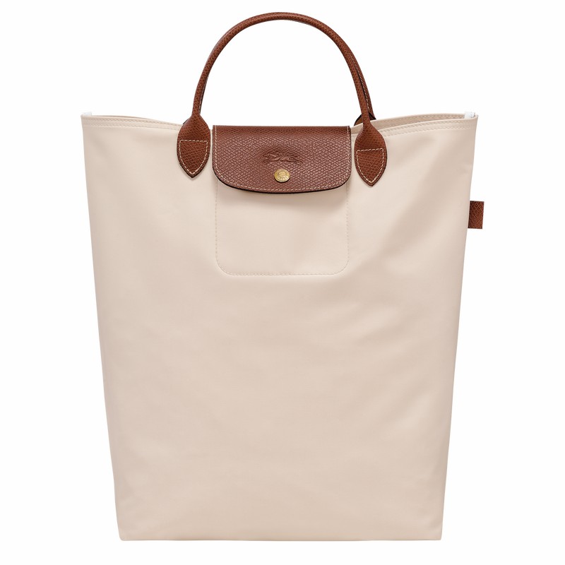 Sacs Fourre Tout Longchamp Le Pliage Original M Homme Blanche Soldes | 10168089P71-